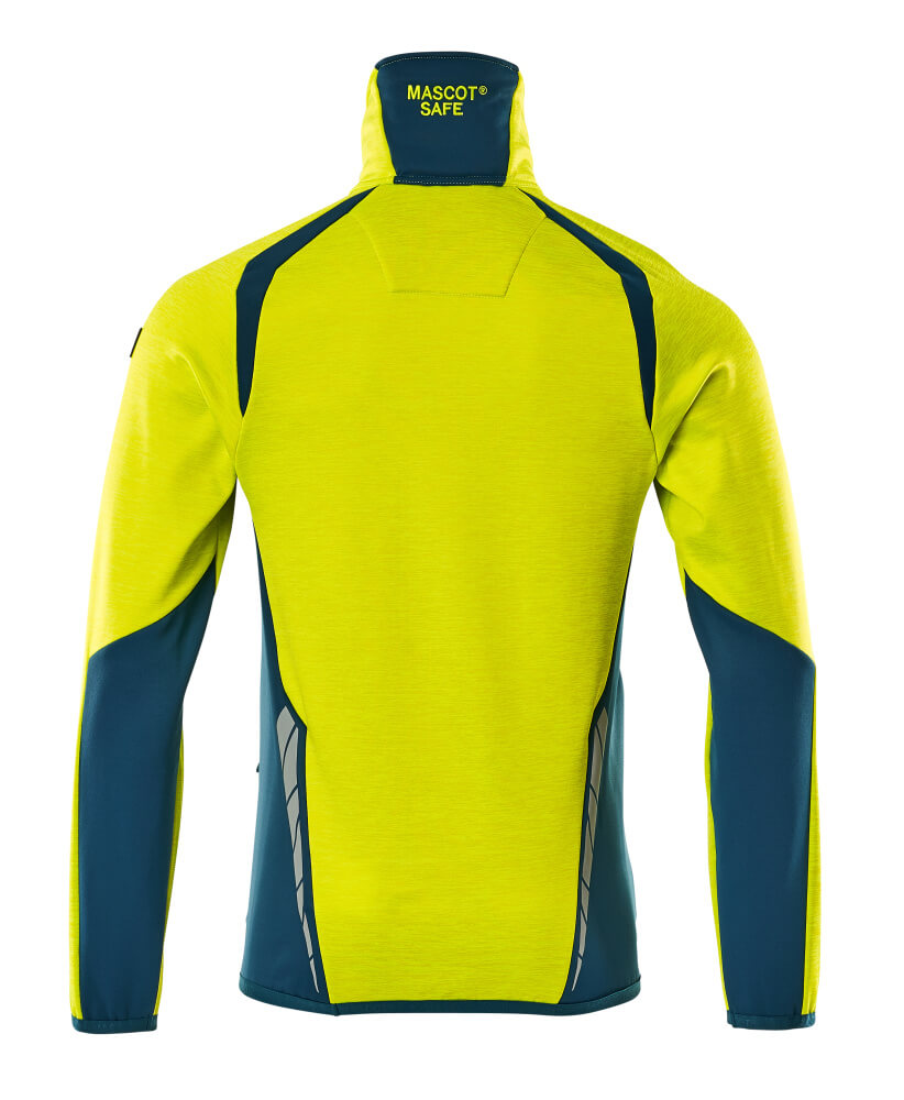 MASCOT ACCELERATE SAFE Fleece jumper with half zip 19303 Hi-vis Yellow/dark Petroleum