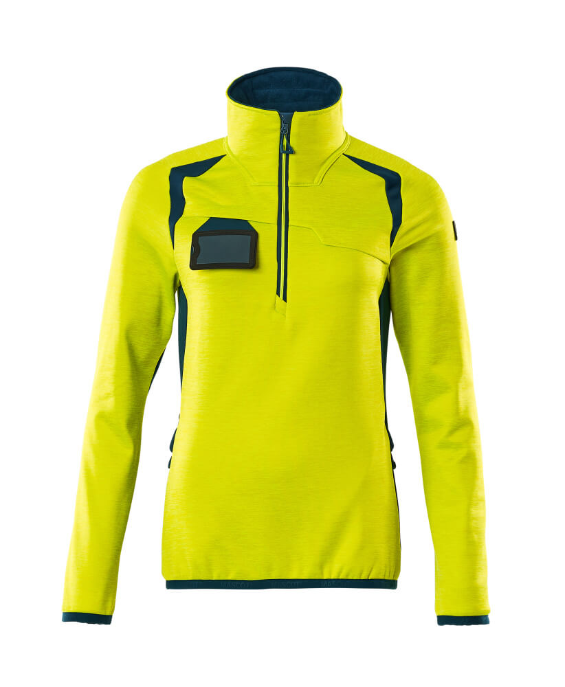 MASCOT ACCELERATE SAFE Fleece jumper with half zip 19353 Hi-vis Yellow/dark Petroleum