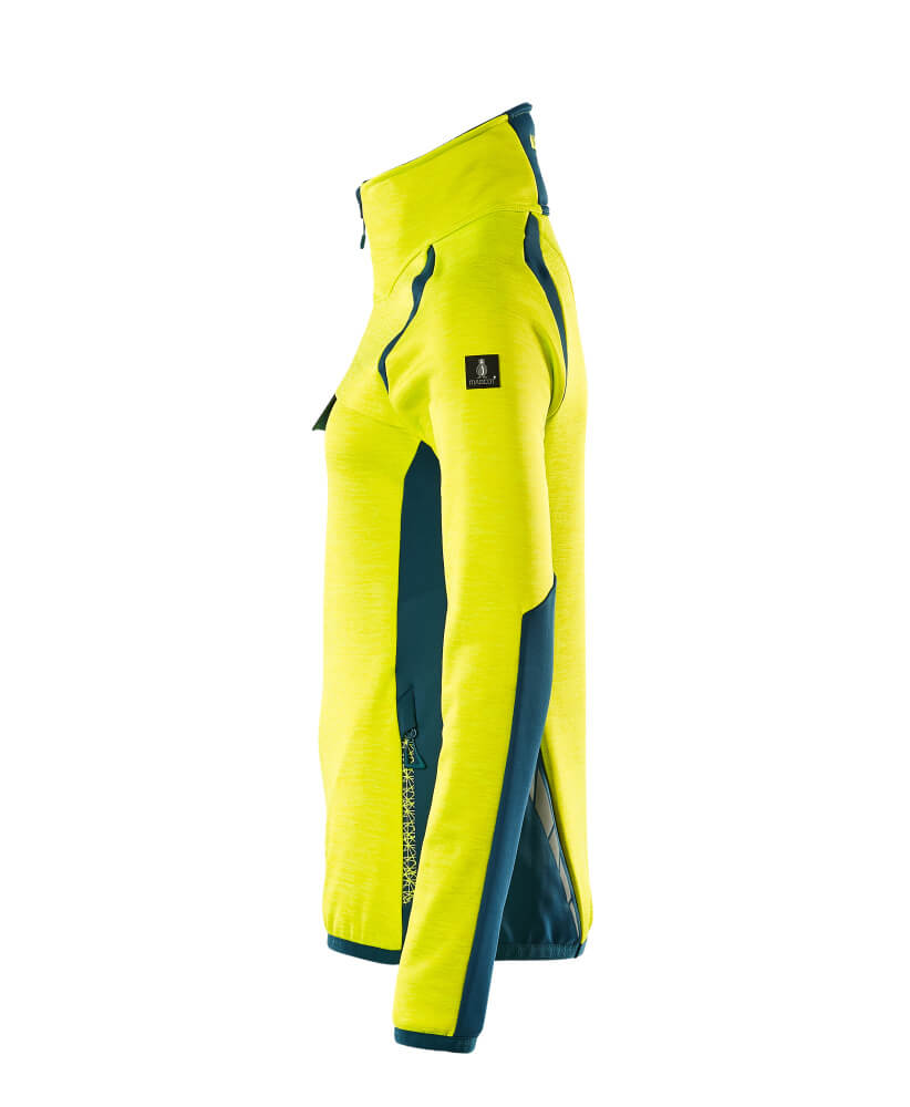 MASCOT ACCELERATE SAFE Fleece jumper with half zip 19353 Hi-vis Yellow/dark Petroleum