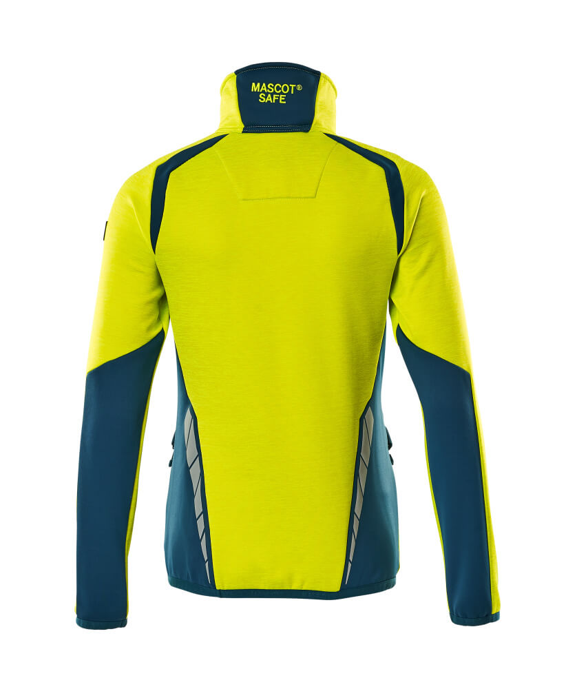 MASCOT ACCELERATE SAFE Fleece jumper with half zip 19353 Hi-vis Yellow/dark Petroleum