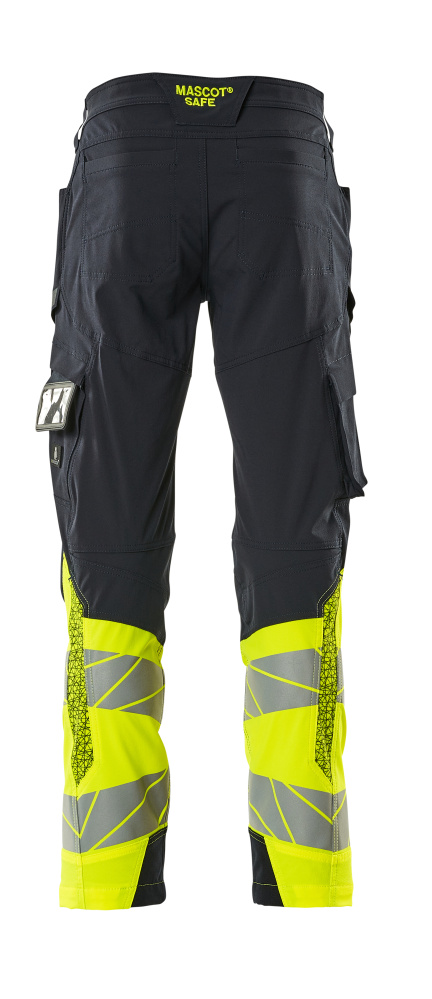 MASCOT ACCELERATE SAFE Trousers with thigh pockets 19379 Dark Navy/hi-vis Yellow