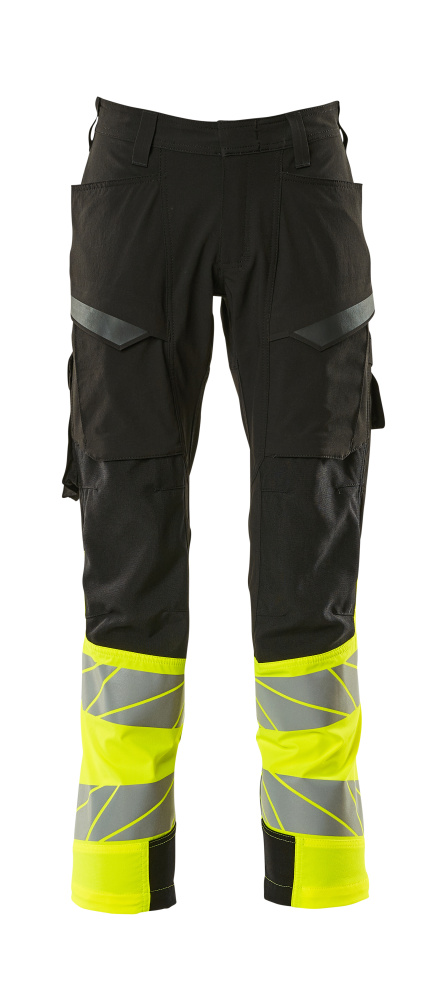 MASCOT ACCELERATE SAFE Trousers with thigh pockets 19379 Black/hi-vis Yellow
