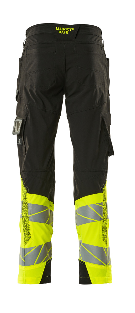 MASCOT ACCELERATE SAFE Trousers with thigh pockets 19379 Black/hi-vis Yellow