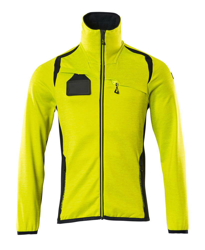 MASCOT ACCELERATE SAFE Fleece Jumper with zipper 19403 Hi-vis Yellow/dark Navy