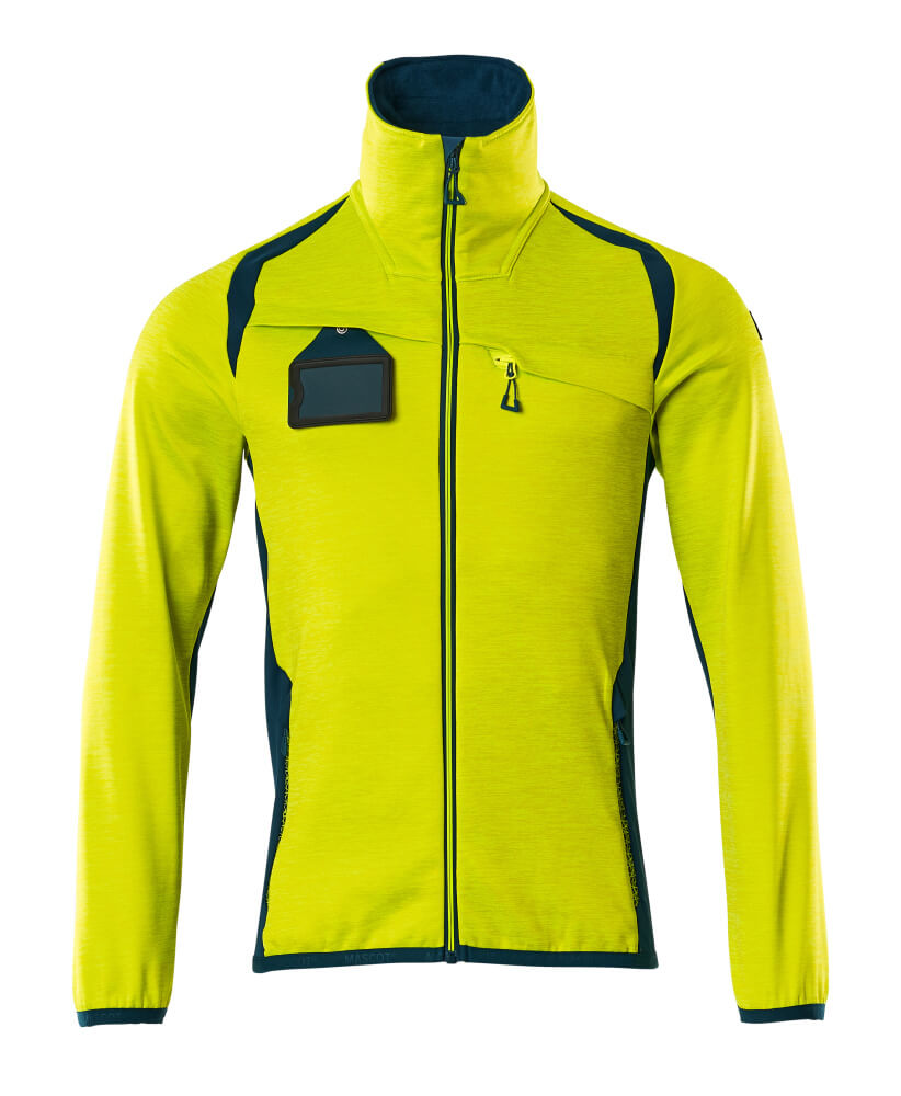 MASCOT ACCELERATE SAFE Fleece Jumper with zipper 19403 Hi-vis Yellow/dark Petroleum