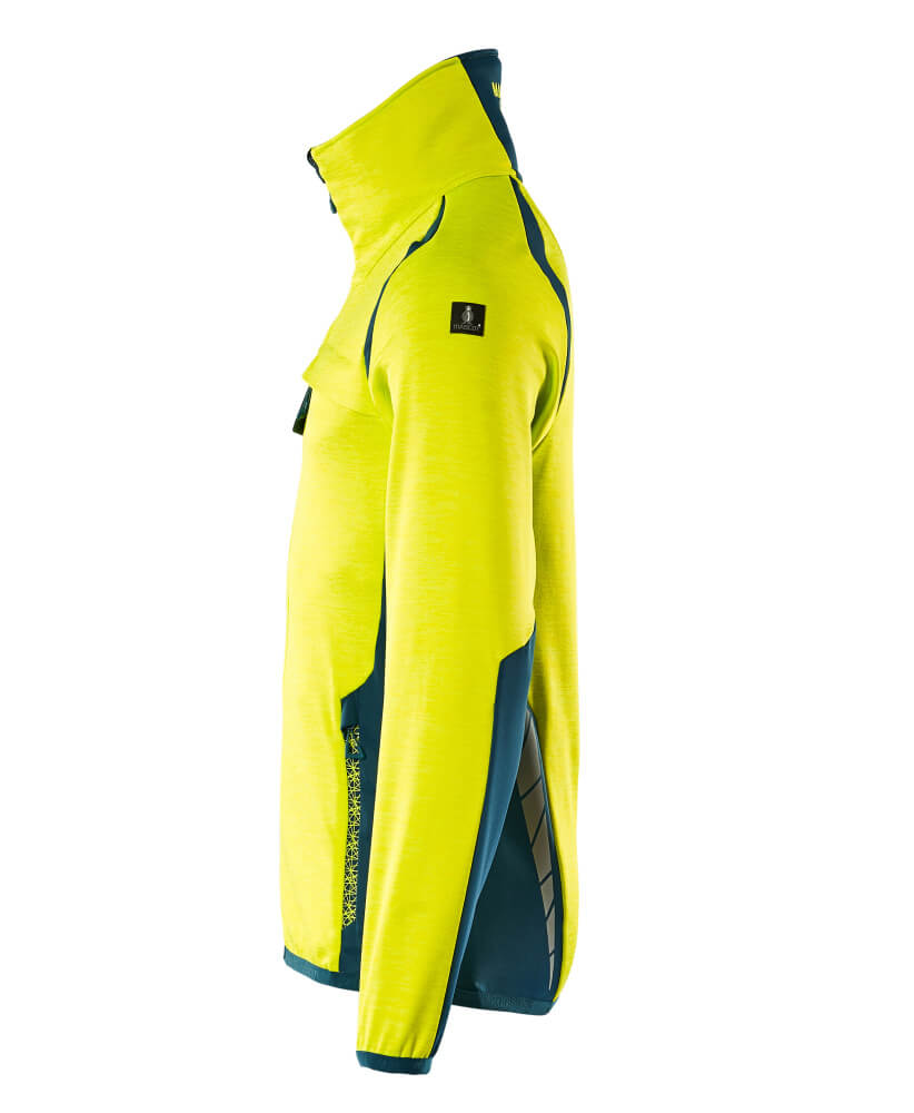 MASCOT ACCELERATE SAFE Fleece Jumper with zipper 19403 Hi-vis Yellow/dark Petroleum