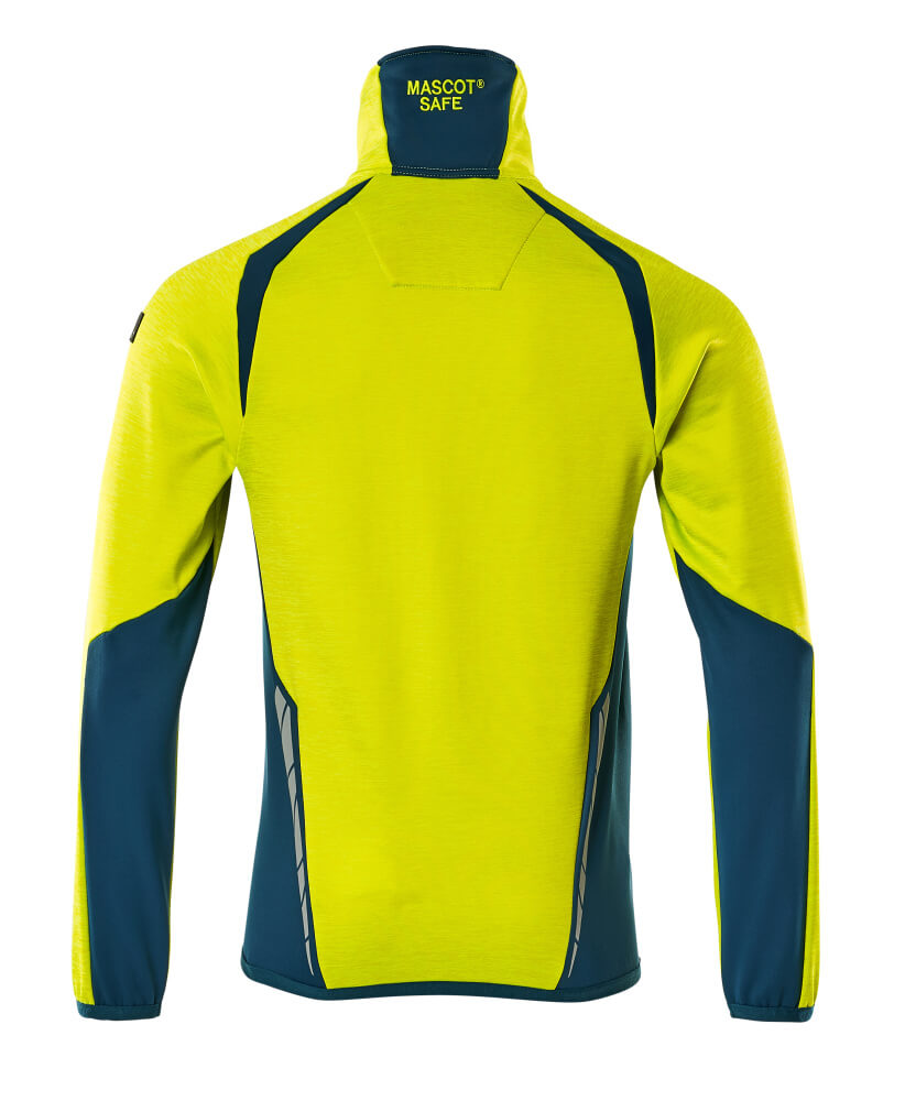 MASCOT ACCELERATE SAFE Fleece Jumper with zipper 19403 Hi-vis Yellow/dark Petroleum