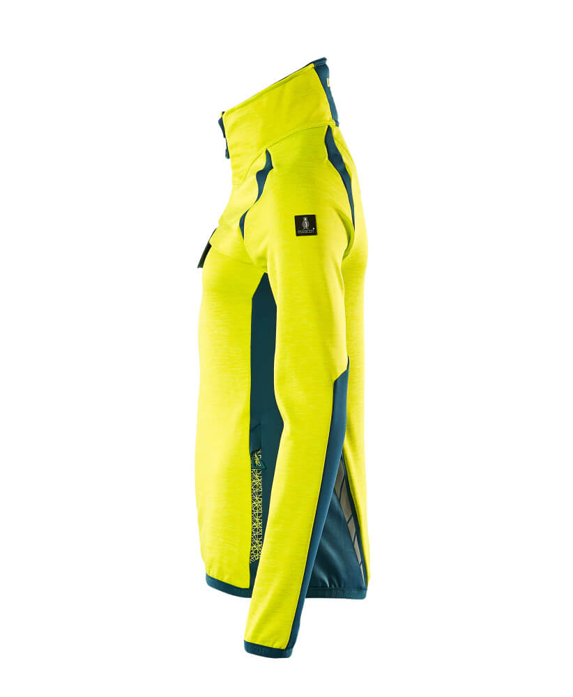 MASCOT ACCELERATE SAFE Fleece Jumper with zipper 19453 Hi-vis Yellow/dark Petroleum