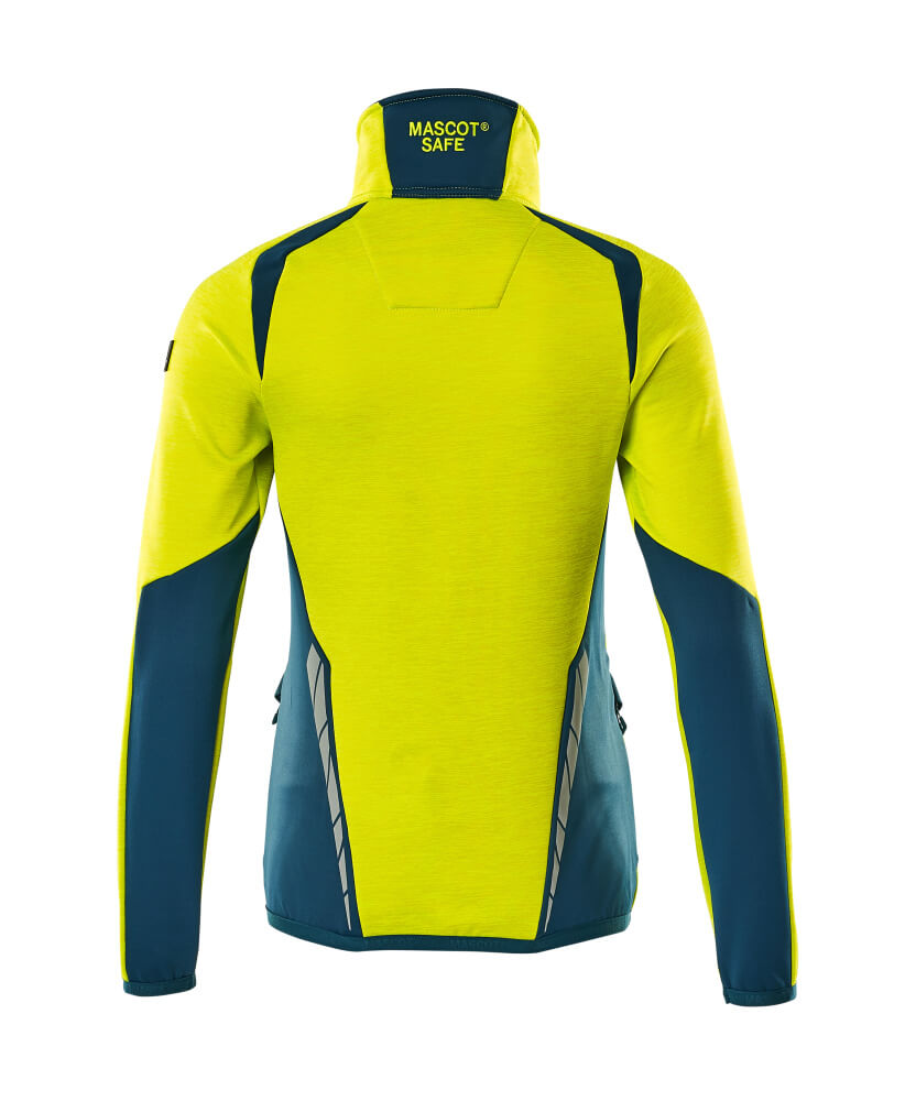 MASCOT ACCELERATE SAFE Fleece Jumper with zipper 19453 Hi-vis Yellow/dark Petroleum