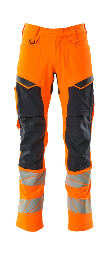 MASCOT ACCELERATE SAFE Trousers with kneepad pockets 19479 Hi-vis Orange/dark Navy