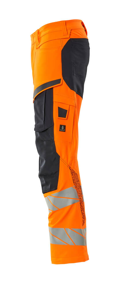 MASCOT ACCELERATE SAFE Trousers with kneepad pockets 19479 Hi-vis Orange/dark Navy