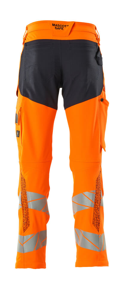 MASCOT ACCELERATE SAFE Trousers with kneepad pockets 19479 Hi-vis Orange/dark Navy