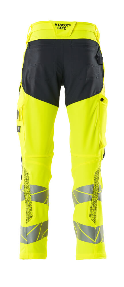 MASCOT ACCELERATE SAFE Trousers with kneepad pockets 19479 Hi-vis Yellow/dark Navy