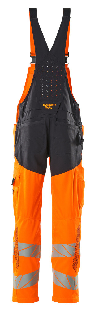 MASCOT ACCELERATE SAFE Bib & Brace with kneepad pockets 19569 Hi-vis Orange/dark Navy