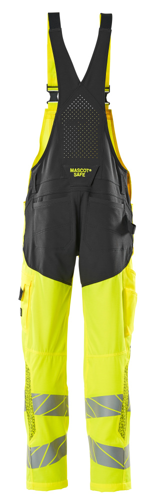 MASCOT ACCELERATE SAFE Bib & Brace with kneepad pockets 19569 Hi-vis Yellow/black