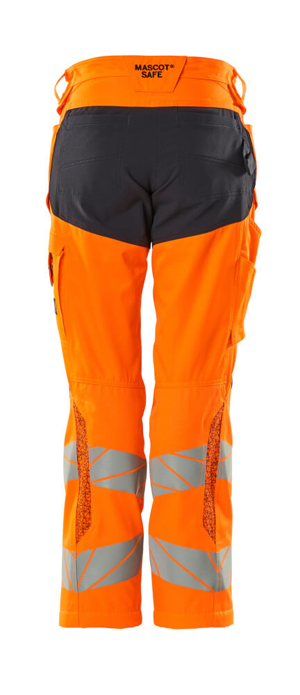 MASCOT ACCELERATE SAFE Trousers with kneepad pockets 19578 Hi-vis Orange/dark Navy