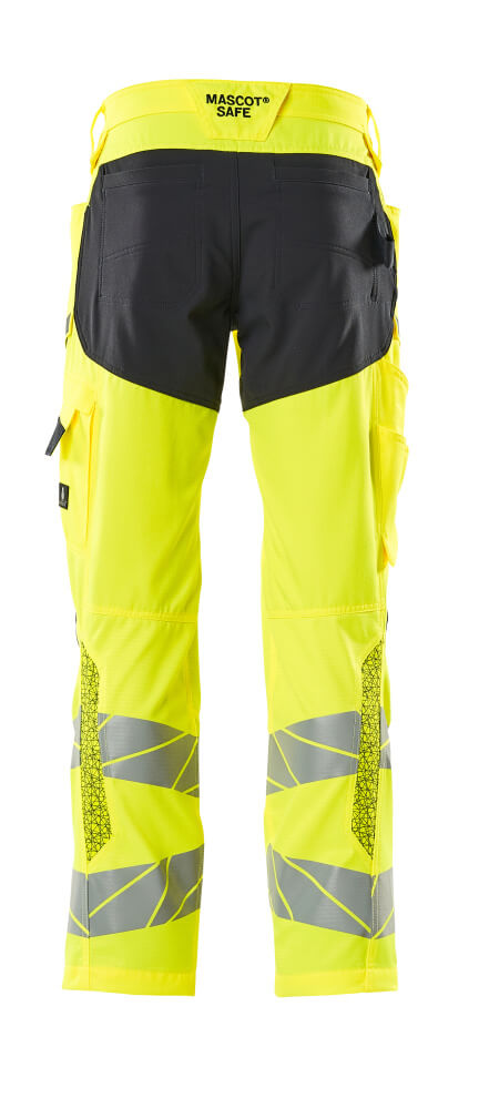 MASCOT ACCELERATE SAFE Trousers with kneepad pockets 19579 Hi-vis Yellow/dark Navy