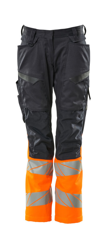 MASCOT ACCELERATE SAFE Trousers with kneepad pockets 19678 Dark Navy/hi-vis Orange
