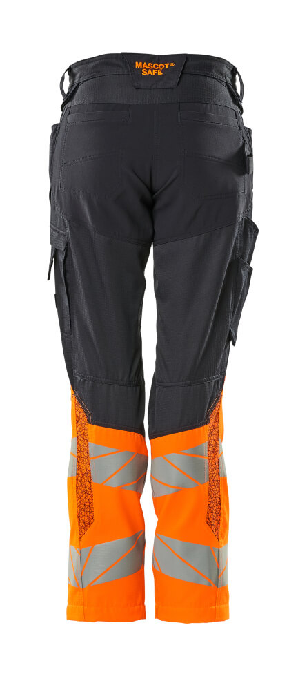 MASCOT ACCELERATE SAFE Trousers with kneepad pockets 19678 Dark Navy/hi-vis Orange