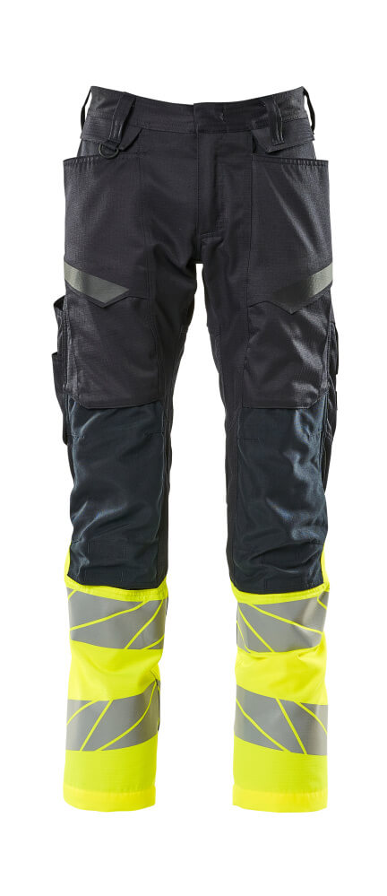 MASCOT ACCELERATE SAFE Trousers with kneepad pockets 19679 Dark Navy/hi-vis Yellow
