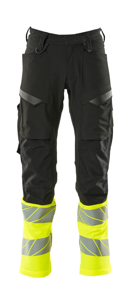 MASCOT ACCELERATE SAFE Trousers with kneepad pockets 19879 Black/hi-vis Yellow