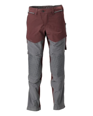 MASCOT CUSTOMIZED Trousers with kneepad pockets 22279 Bordeaux/stone Grey