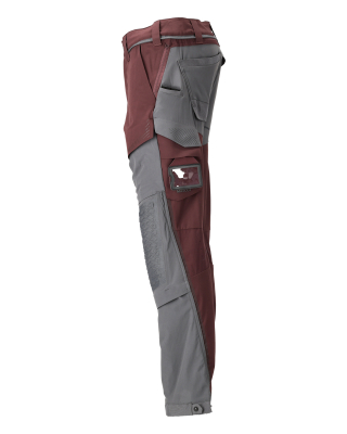 MASCOT CUSTOMIZED Trousers with kneepad pockets 22279 Bordeaux/stone Grey