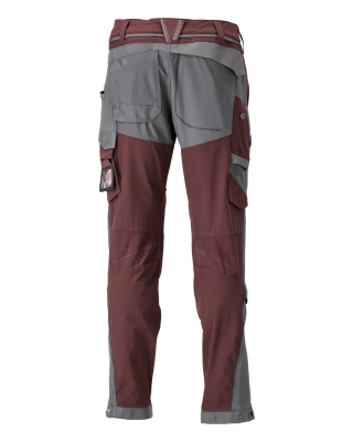 MASCOT CUSTOMIZED Trousers with kneepad pockets 22279 Bordeaux/stone Grey