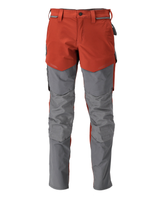 MASCOT CUSTOMIZED Trousers with kneepad pockets 22379 Autumn Red/stone Grey