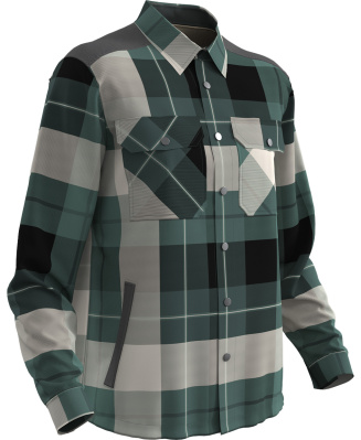 MASCOT CUSTOMIZED Flannel shirt with pile lining 23104 Forest Green Checked
