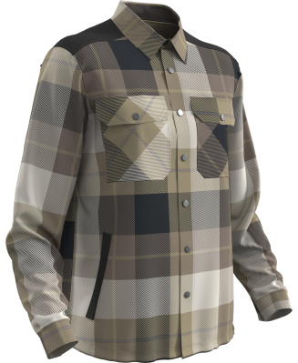 MASCOT CUSTOMIZED Flannel shirt with pile lining 23104 Dark Sand Checked